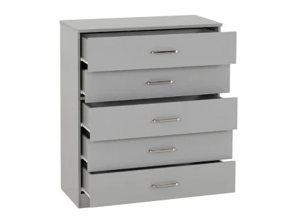 Seconique Dakota Light Grey Wooden 5 Drawer Chest of Drawers