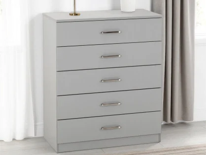 Seconique Dakota Light Grey Wooden 5 Drawer Chest of Drawers