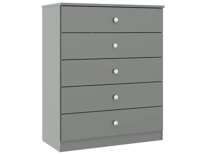 Seconique Denver Grey Gloss 5 Drawer Chest of Drawers