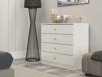 Seconique Denver White Gloss 4 Drawer Chest of Drawers