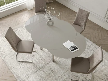 Torelli Omega Taupe Glass 166cm Extendable Dining Table