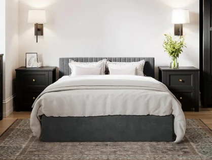 Clearance - LPD Berlin Silver Velvet Ottoman Bed Frame Clearance - LPD Berlin Silver Velvet Ottoman Bed Frame