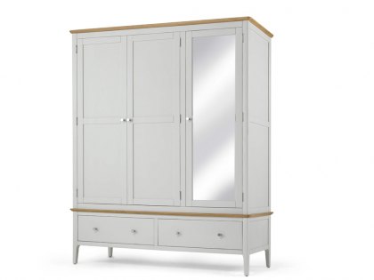 Archers Cotswold Grey and Oak 3 Door 2 Drawer Mirrored Large Triple Wardrobe (Part Assembled)