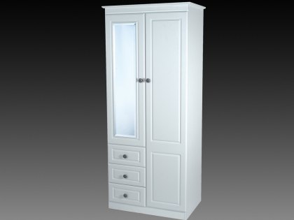 ASC 2ft6 Chelsea 2 Door 3 Drawer Mirrored Double Wardrobe (Assembled)