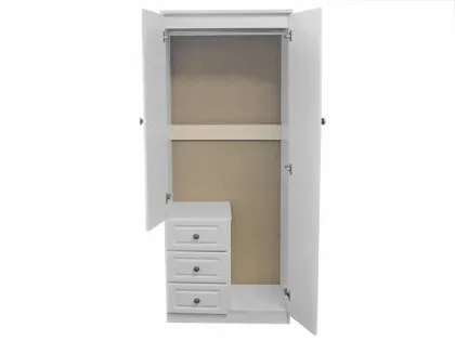 ASC 2ft6 Chelsea 2 Door 3 Drawer Mirrored Double Wardrobe (Assembled)