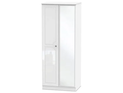 Welcome Balmoral White High Gloss 2 Door Mirrored Double Wardrobe (Assembled) Welcome Balmoral White High Gloss 2 Door Mirrored Double Wardrobe (Assembled)