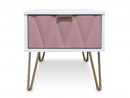 ASC Diana Kobe Pink and White 1 Drawer Small Bedside Cabinet (Assembled)