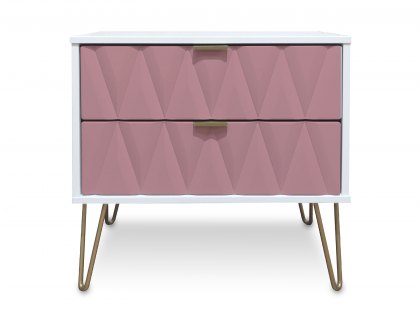 ASC Diana Kobe Pink and White 2 Drawer Midi Chest of Drawers (Assembled)