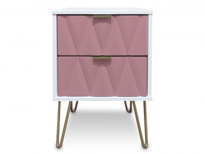 ASC Diana Kobe Pink and White 2 Drawer Small Bedside Cabinet (Assembled)