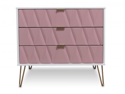 ASC Diana Kobe Pink and White 3 Drawer Chest of Drawers (Assembled)