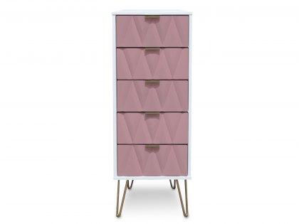 ASC Diana Kobe Pink and White 5 Drawer Narrow Chest of Drawers (Assembled)