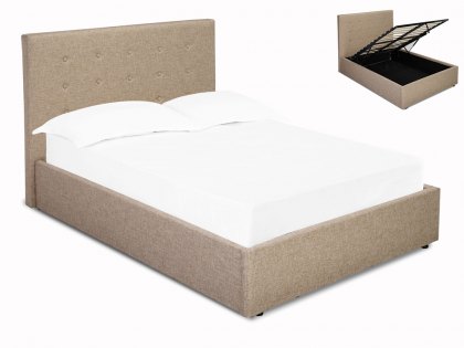 LPD Lucca 4ft Small Double Beige Upholstered Fabric Ottoman Bed Frame