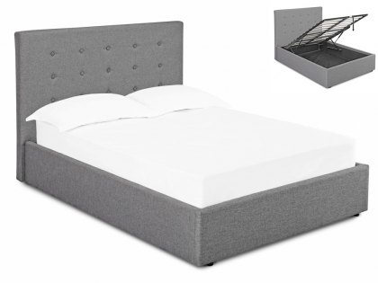 LPD Lucca 5ft King Size Grey Upholstered Fabric Ottoman Bed Frame