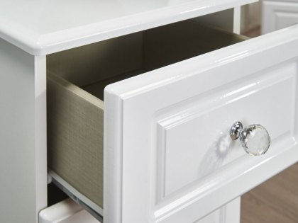 ASC Quartz White High Gloss 2 Drawer Small Bedside Cabinet (Assembled)