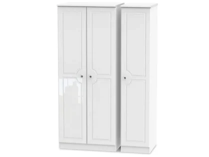 Welcome Balmoral White High Gloss 3 Door Triple Wardrobe (Assembled)