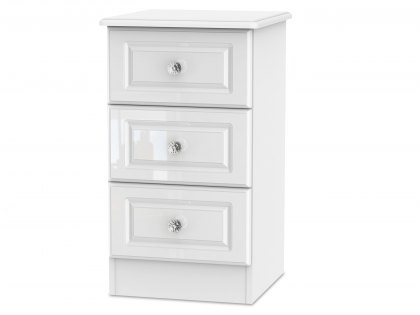 ASC Quartz White High Gloss 3 Drawer Bedside Cabinet (Assembled)