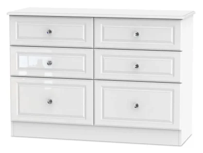 Welcome Balmoral White High Gloss 3+3 Drawer Midi Chest of Drawers (Assembled)
