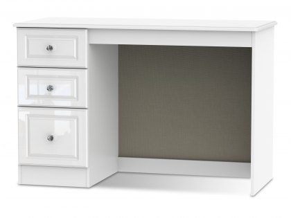 ASC Quartz White High Gloss Single Pedestal Vanity Dressing Table (Assembled)