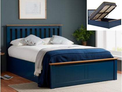 ASC Sydney 4ft Small Double Navy Blue Wooden Ottoman Bed Frame
