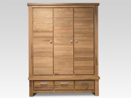 ASC Westbury 3 Door 3 Drawer Oak Wooden Triple Wardrobe (Part Assembled)