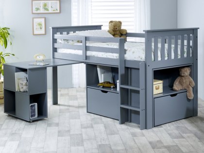 Bedmaster Milo Sleep Station 3ft Single Grey Wooden Mid Sleeper Bed Frame