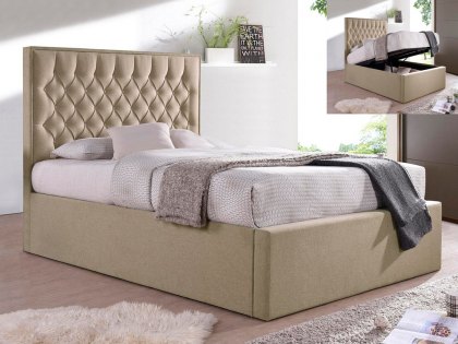 Bedmaster Wilson 4ft6 Double Oatmeal Upholstered Fabric Ottoman Bed Frame