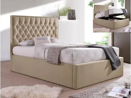 Bedmaster Wilson Oatmeal Fabric Ottoman Bed Frame Bedmaster Wilson Oatmeal Fabric Ottoman Bed Frame