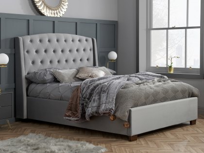 Birlea Balmoral 6ft Super King Size Grey Velvet Upholstered Fabric Bed Frame