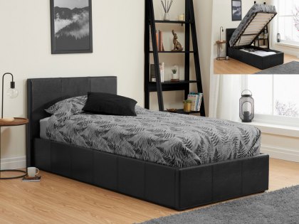 Birlea Berlin 3ft Single Black Upholstered Faux Leather Ottoman Bed Frame