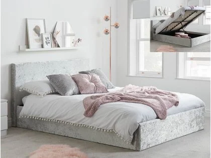 Birlea Berlin Steel Crushed Velvet Glitz Fabric Ottoman Bed Frame Birlea Berlin Steel Crushed Velvet Glitz Fabric Ottoman Bed Frame