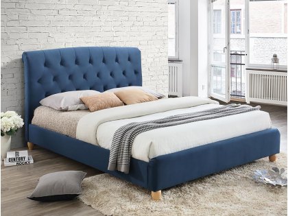 Birlea Brompton 4ft Small Double Midnight Blue Upholstered Fabric Bed Frame