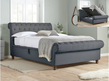 Birlea Castello 6ft Super King Size Charcoal Upholstered Fabric Ottoman Bed Frame