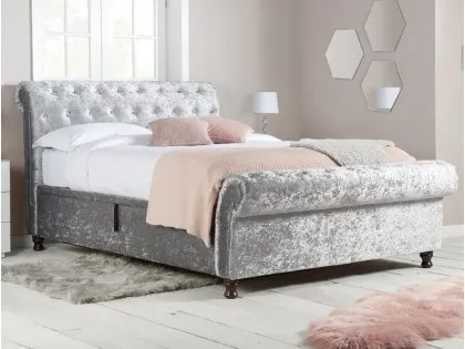 Birlea Castello 6ft Super King Size Steel Crushed Velvet Fabric Ottoman Bed Frame