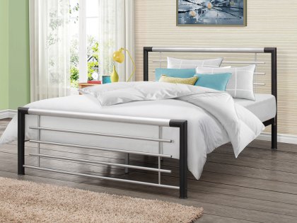 Birlea Faro 4ft Small Double Black and Silver Metal Bed Frame