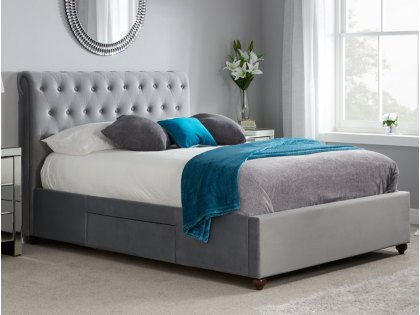Birlea Marlow 6ft Super King Size Grey Upholstered Fabric 2 Drawer Bed Frame