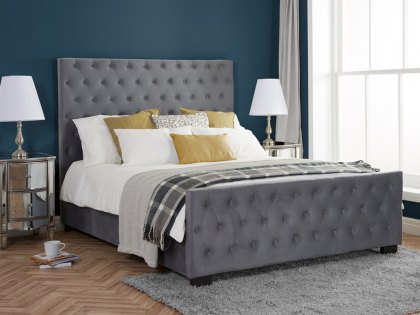 Birlea Marquis 6ft Super King Size Grey Velvet Upholstered Fabric Bed Frame