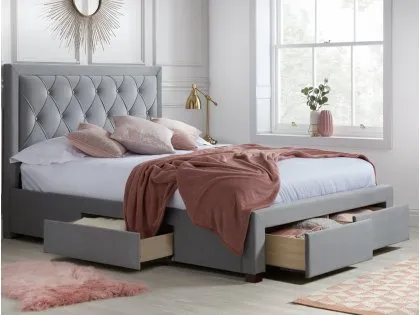 Birlea Woodbury Grey Fabric 4 Drawer Storage Bed Frame Birlea Woodbury Grey Fabric 4 Drawer Storage Bed Frame