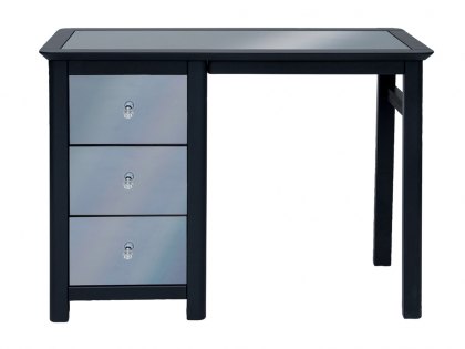 Core Ayr Carbon Grey Single Pedestal Mirrored 3 Drawer Dressing Table (Flat Packed)
