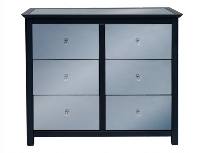 Core Ayr Carbon Grey 3+3 Drawer Mirrored Wide Chest of Drawers (Flat Packed)