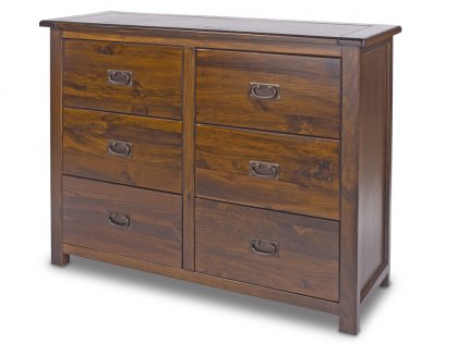 Core Boston 3+3 Dark Antique Pine Wooden Chest of Drawers (Flat Packed)