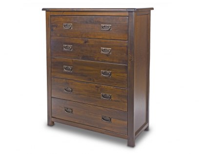 Core Boston 5 Drawer Dark Antique Pine Wooden Chest of Drawers (Flat Packed)