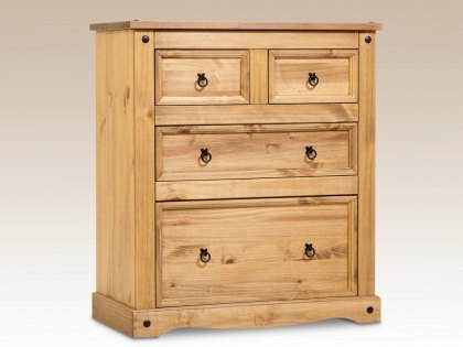 Core Corona 2+2 Pine Wooden Chest of Drawers (Flat Packed)