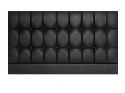 Designer Saturn Black 4ft Small Double Faux Leather Upholstered Fabric Headboard