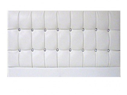 Designer Saturn Bling 4ft Small Double White Faux Leather Upholstered Fabric Headboard
