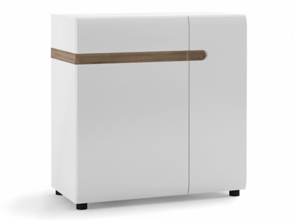 Furniture To Go Chelsea White High Gloss and Truffle Oak 1 Drawer 2 Door Sideboard (Flat Packed)