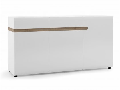 Furniture To Go Chelsea White High Gloss and Truffle Oak 2 Drawer 3 Door Sideboard (Flat Packed)