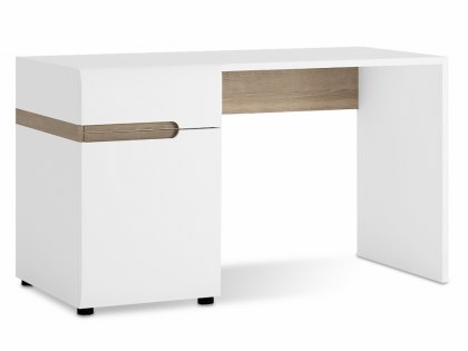 Furniture To Go Chelsea White High Gloss and Truffle Oak Desk (Flat Packed)