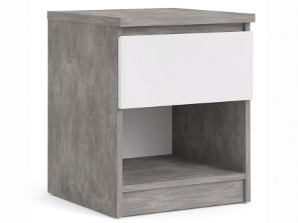Furniture To Go Naia Concrete Grey and White High Gloss 1 Drawer Small Bedside Cabinet (Flat Packed)