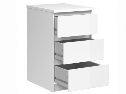 Furniture To Go Naia White High Gloss 3 Drawer Bedside Cabinet (Flat Packed)