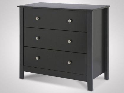 Furniture To Go Florence Black 3 Drawer Low Chest of Drawers (Flat Packed)